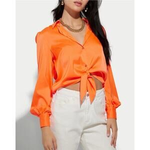 NEW NWT Generation Love Emory Tie Front Blouse Papaya size XS